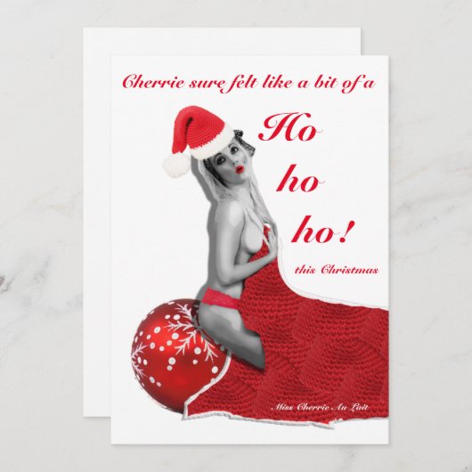Naughty Pinup Joke Grappig Rude FLAT Kerst Kaart (Voorkant / Achterkant)