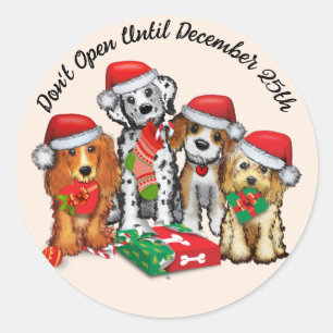 Naughty Puppy Dogs opende hun kerstcadeautjes Ronde Sticker