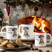 Naughty Puppy Santa Checklist Groen Tweekleurige Koffiemok