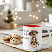 Naughty Puppy Santa Checklist Groen Tweekleurige Koffiemok