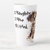 Naughty Puppy Santa Checklist Latte Mok (Voorkant)