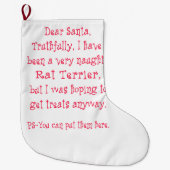 Naughty Rat Terrier Grote Kerstsok (Voorkant)