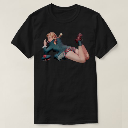 Naughty Retro  Pin Up Girl die haar benen heeft ge T-shirt (Design voorkant)