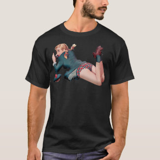 Naughty Retro  Pin Up Girl die haar benen heeft ge T-shirt