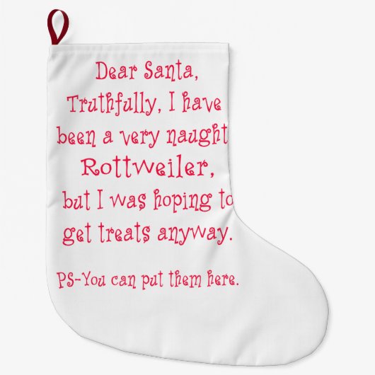 Naughty Rottweiler Grote Kerstsok (Voorkant)