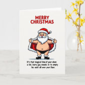 Naughty Santa Christmas Card Funny Joke Kaart (Gele Bloem)