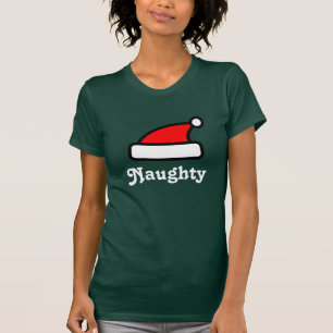 Naughty Santa Claus pet op shirt voor vrouwen