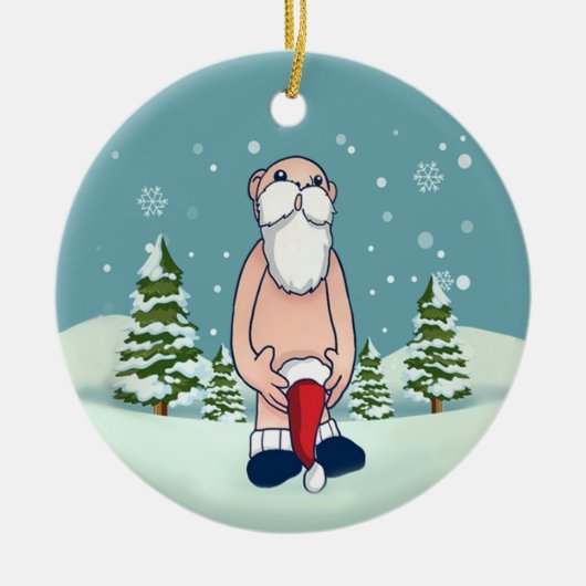 Naughty Santa Decorative Kerstmis Keramisch Ornament (Voorkant)
