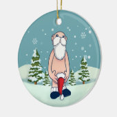 Naughty Santa Decorative Kerstmis Keramisch Ornament (Links)