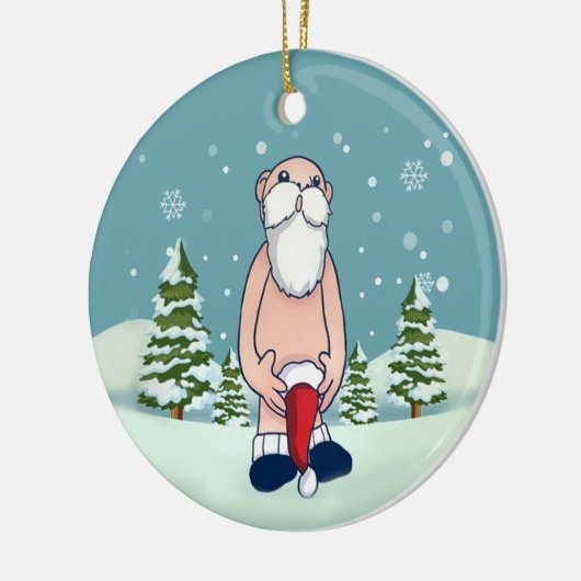 Naughty Santa Decorative Kerstmis Keramisch Ornament (Links)