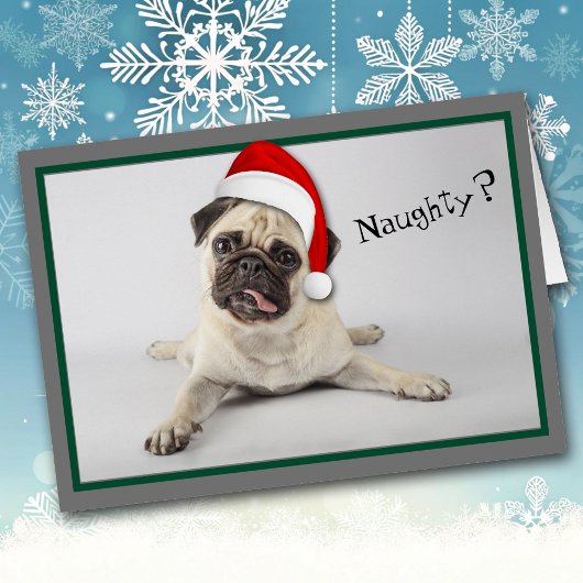 Naughty Santa Hat Pug Dog Kerstmis