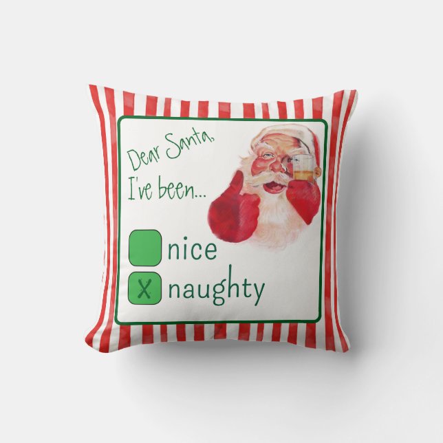 Naughty Santa Kussen (Voorkant)