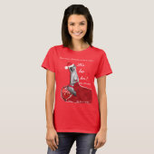 Naughty Santa Pinup Joke Dames Kerst T-shirt (Voorkant volledig)