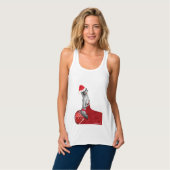 Naughty Santa Pinup Joke Dames met kerstfeest Vest Tanktop (Volledige Voorkant)