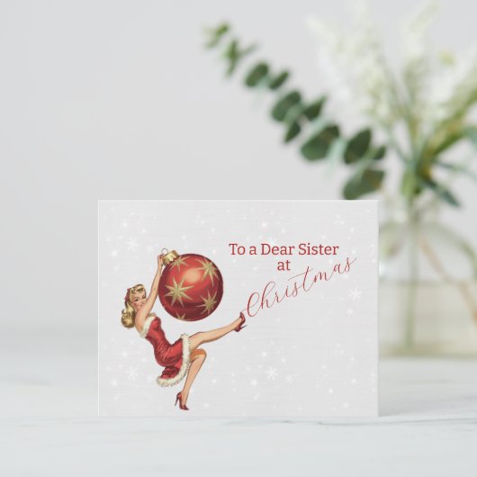 Naughty Sister Christmas Card Feestdagenkaart (Staand voorkant)