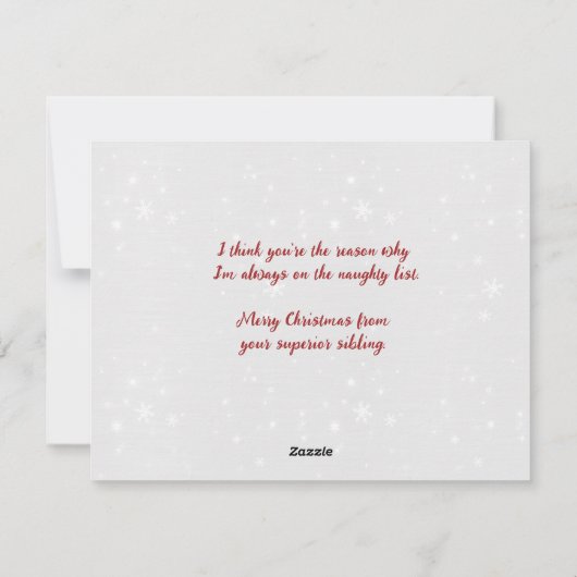 Naughty Sister Naughty Is The New Nice Christmas Feestdagenkaart (Achterkant)