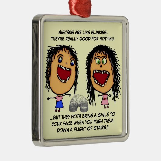 Naughty Sisters Metalen Ornament (Rechts)