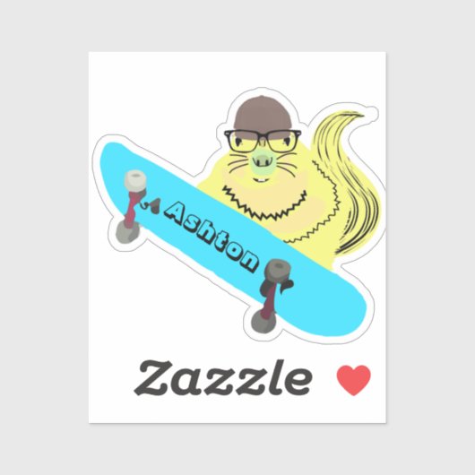 Naughty Squirrel #1006 Schaats Aangepaste naam Sticker (Vel)