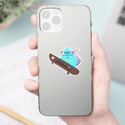 Naughty Squirrel #1012 Schaats Aangepaste naam Sticker (Telefoon)