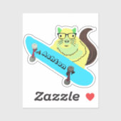 Naughty Squirrel #1019 Schaats Aangepaste naam Sticker (Vel)