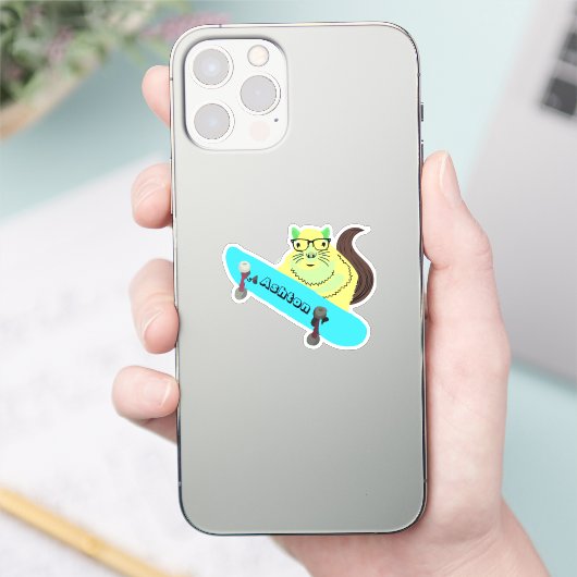 Naughty Squirrel #1019 Schaats Aangepaste naam Sticker (Telefoon)