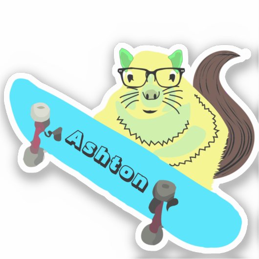 Naughty Squirrel #1019 Schaats Aangepaste naam Sticker (Voorkant)