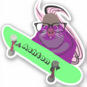 Naughty Squirrel #1024 Schaats Aangepaste naam Sticker (Voorkant)