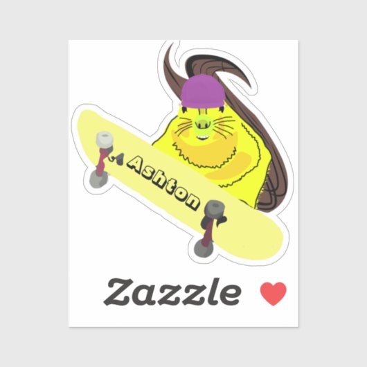 Naughty Squirrel #1029 Schaats Aangepaste naam Sticker (Vel)