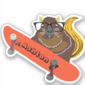 Naughty Squirrel #1033 Schaats Aangepaste naam Sticker (Voorkant)