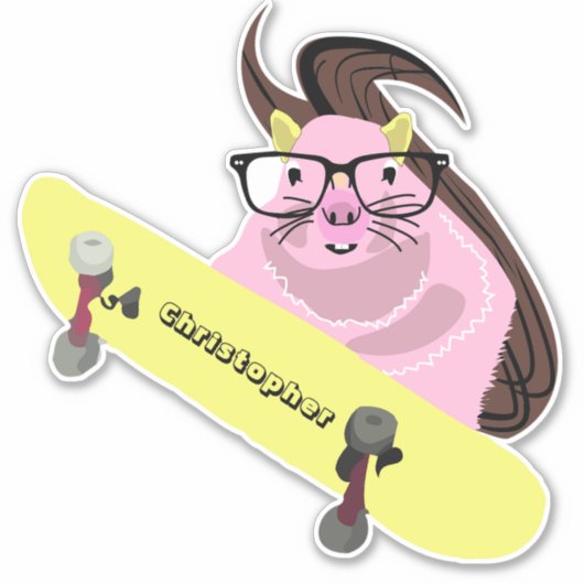 Naughty Squirrel #108 Skateboarden Sticker (Voorkant)