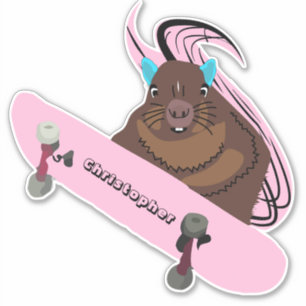 Naughty Squirrel #109 Skateboarden Sticker