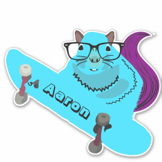 Naughty Squirrel #114 Skateboarden Sticker (Voorkant)