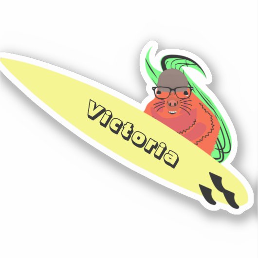 Naughty Squirrel #1201 Surfing Sticker (Voorkant)