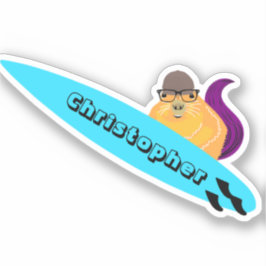 Naughty Squirrel #123 Surfing Sticker