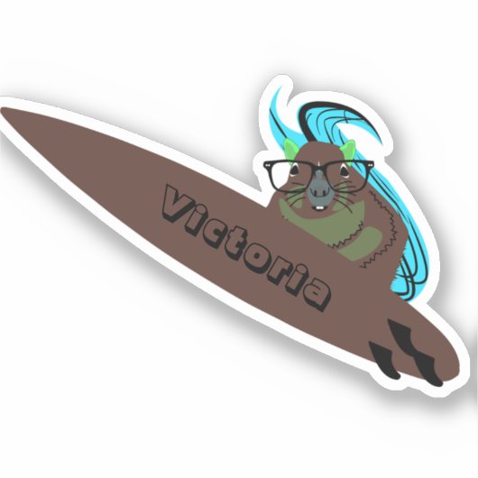 Naughty Squirrel #1267 Surfing Sticker (Voorkant)