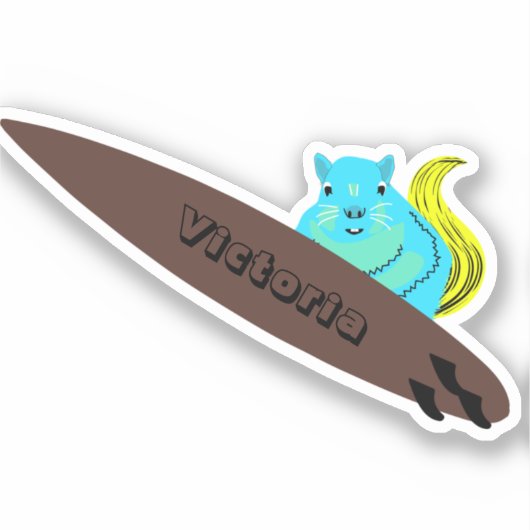 Naughty Squirrel #1298 Surfing Sticker (Voorkant)