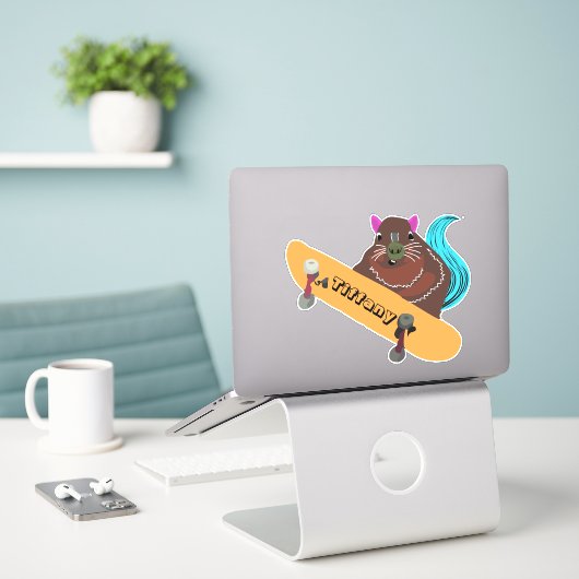 Naughty Squirrel #132 Meisjesnaam Sticker (Laptop op bureau)