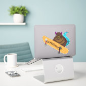 Naughty Squirrel #145 Meisjesnaam Sticker (Laptop op bureau)