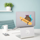 Naughty Squirrel #145 Skateboarden Sticker (Laptop op bureau)