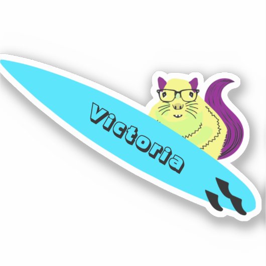 Naughty Squirrel #1687 Surfing Sticker (Voorkant)