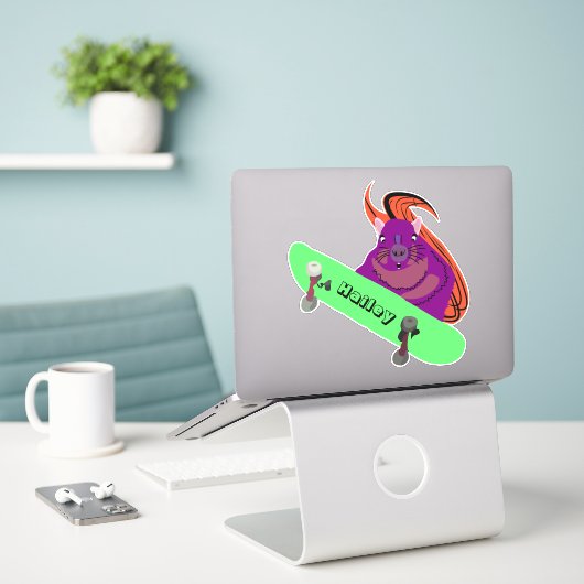 Naughty Squirrel #188 Hailey Skateboarding Sticker (Laptop op bureau)