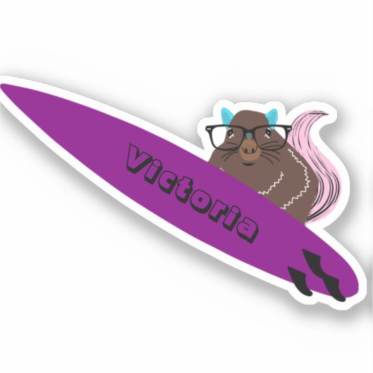 Naughty Squirrel #1928 Surfing Sticker (Voorkant)
