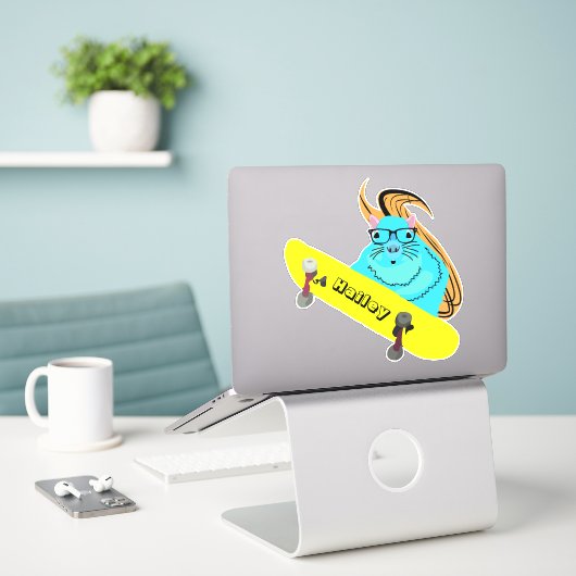 Naughty Squirrel #199 Hailey Skateboarden Sticker (Laptop op bureau)
