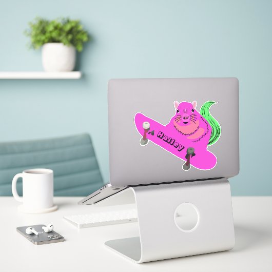 Naughty Squirrel #200 Hailey Skateboarden Sticker (Laptop op bureau)
