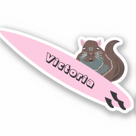 Naughty Squirrel #2095 Surfing Sticker (Voorkant)