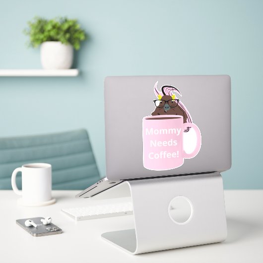 Naughty Squirrel #211 Koffiebeker Sticker (Laptop op bureau)