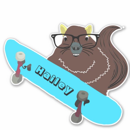 Naughty Squirrel #218 Hailey Skateboarding Sticker (Voorkant)