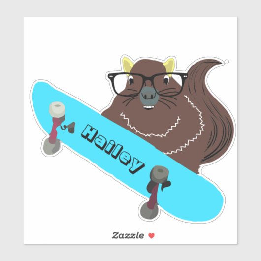 Naughty Squirrel #218 Hailey Skateboarding Sticker (Vel)