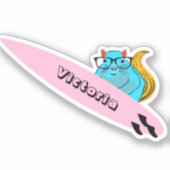 Naughty Squirrel #2196 Surfing Sticker (Voorkant)