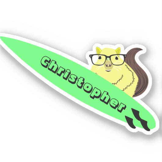 Naughty Squirrel #219 Surfing Sticker (Voorkant)